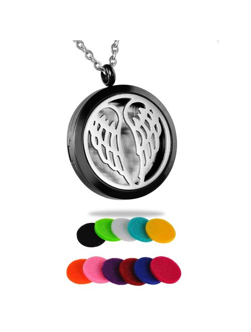 HooAMI Essential Oil Diffuser Necklace Aromatherapy Pendant Stainless Steel Locket Jewelry for Women, Men, Boy, Girl