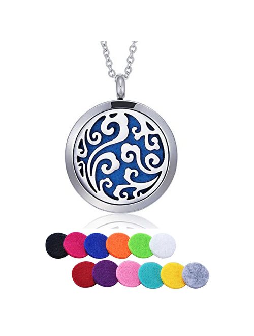 HooAMI Essential Oil Diffuser Necklace Aromatherapy Pendant Stainless Steel Locket Jewelry for Women, Men, Boy, Girl