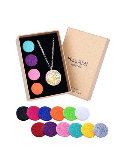 HooAMI Essential Oil Diffuser Necklace Aromatherapy Pendant Stainless Steel Locket Jewelry for Women, Men, Boy, Girl