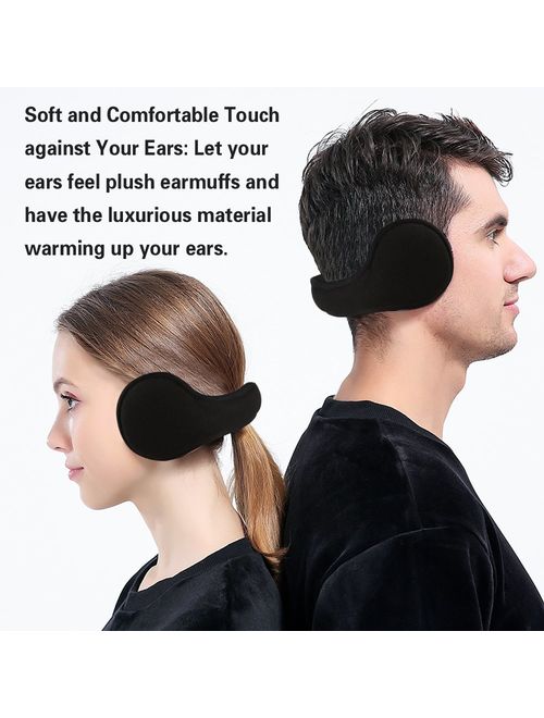 Komene Classic Fleece Ear Muffs Collapsible Behind-The-Head Ear Warmers for Women and Men