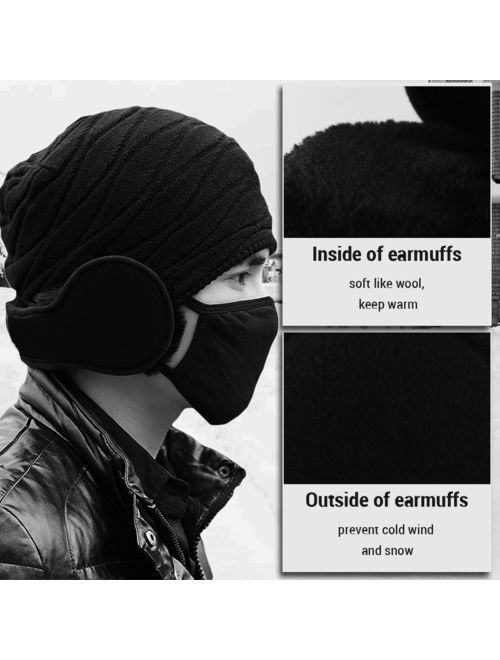 Komene Classic Fleece Ear Muffs Collapsible Behind-The-Head Ear Warmers for Women and Men