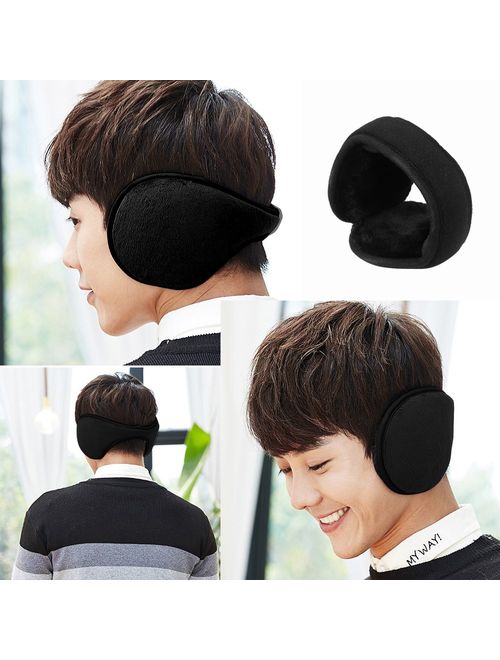 Komene Classic Fleece Ear Muffs Collapsible Behind-The-Head Ear Warmers for Women and Men