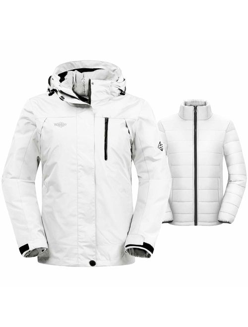 Wantdo Women's 3-in-1 Waterproof Ski Jacket Interchange Windproof Puffer Liner Warm Winter Coat Insulated Short Parka