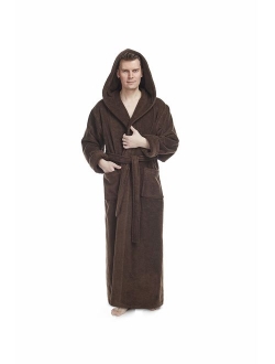 Arus Men's Hood'n Full Ankle Length Hooded Turkish Cotton Bathrobe