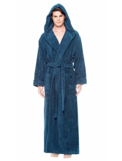 Arus Men's Hood'n Full Ankle Length Hooded Turkish Cotton Bathrobe