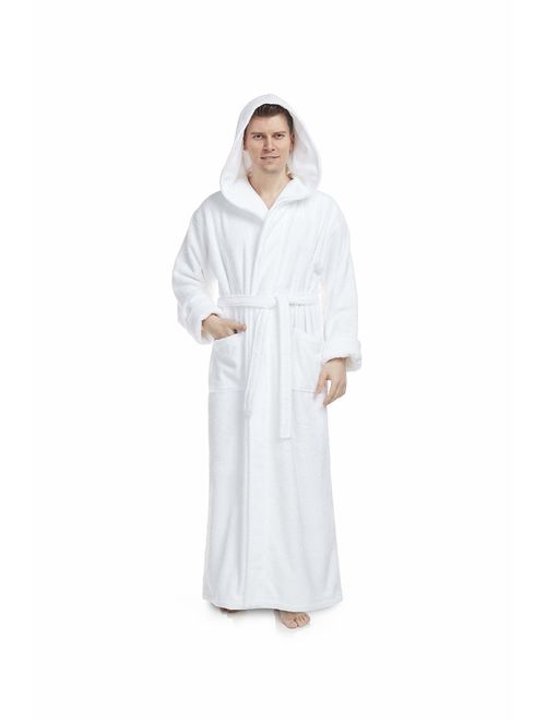 Arus Men's Hood'n Full Ankle Length Hooded Turkish Cotton Bathrobe