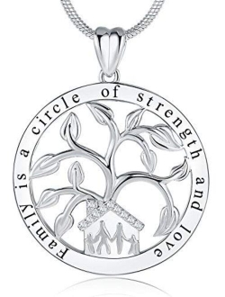 Ado Glo Christmas Birthday Gift Ideas, Family is a Circle of Strength and Love Tree of Life Pendant Necklace, Fashion Jewelry for Women and Girls, Anniversary Xmas Presen