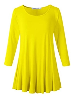 JollieLovin Womens 3/4 Sleeve Loose Fit Swing Tunic Tops Basic T Shirt