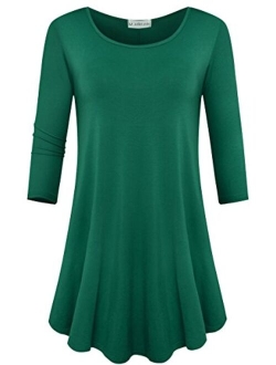 JollieLovin Womens 3/4 Sleeve Loose Fit Swing Tunic Tops Basic T Shirt