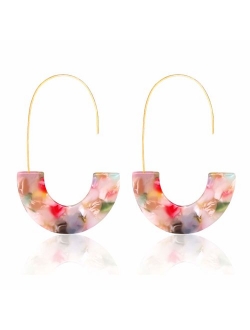 MOLOCH Acrylic Earrings Statement Tortoise Hoop Earrings Resin Wire Drop Dangle Earrings Fashion Jewelry for Women