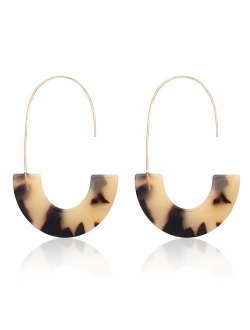 MOLOCH Acrylic Earrings Statement Tortoise Hoop Earrings Resin Wire Drop Dangle Earrings Fashion Jewelry for Women