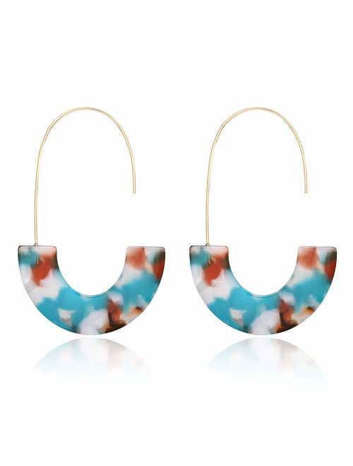 MOLOCH Acrylic Earrings Statement Tortoise Hoop Earrings Resin Wire Drop Dangle Earrings Fashion Jewelry for Women