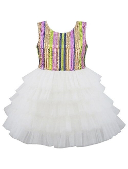 Girls Dress Birthday Princess Ruffle Dress Cake Balloon Print