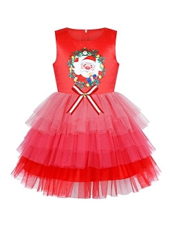 Girls Dress Birthday Princess Ruffle Dress Cake Balloon Print