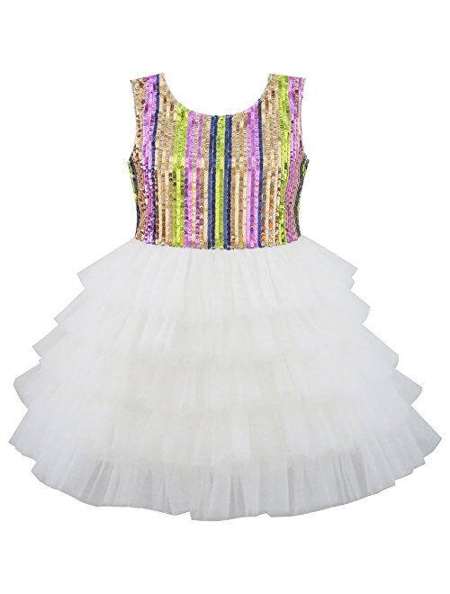 Sunny Fashion Girls Dress Birthday Princess Ruffle Dress Cake Balloon Print