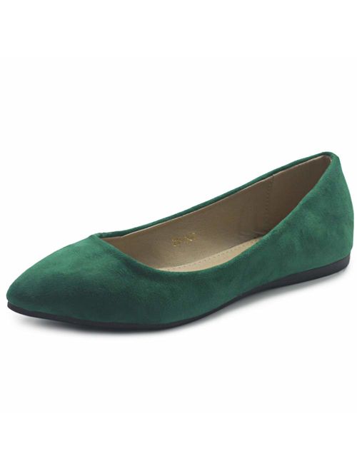 Ollio Women's Ballet Comfort Light Faux Suede Multi Color Shoe Flat