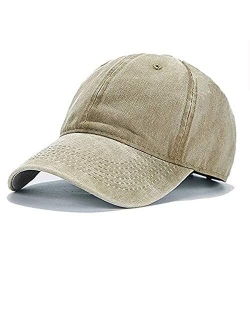 Unisex Vintage Washed Distressed Baseball-Cap Twill Adjustable Dad-Hat