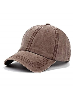 Unisex Vintage Washed Distressed Baseball-Cap Twill Adjustable Dad-Hat