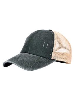 Unisex Vintage Washed Distressed Baseball-Cap Twill Adjustable Dad-Hat