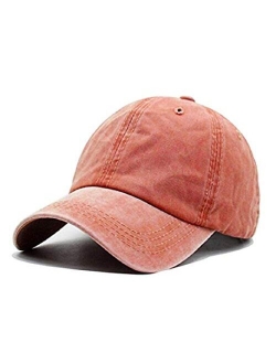 Unisex Vintage Washed Distressed Baseball-Cap Twill Adjustable Dad-Hat