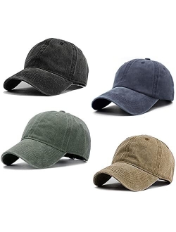 Unisex Vintage Washed Distressed Baseball-Cap Twill Adjustable Dad-Hat