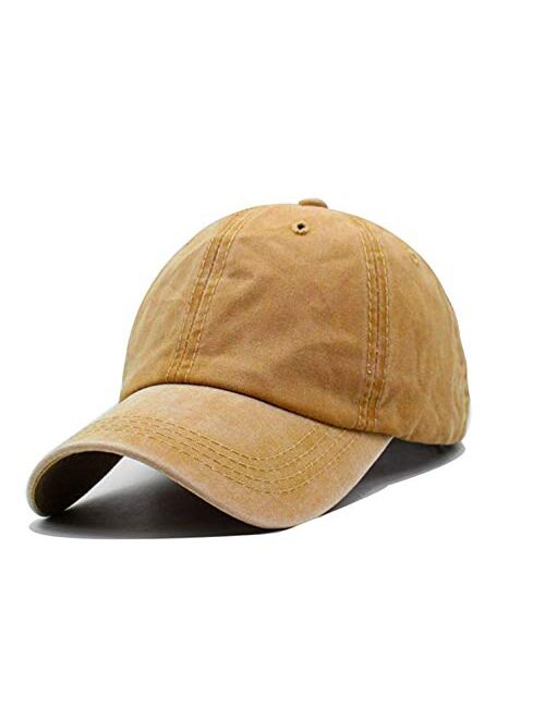 Unisex Vintage Washed Distressed Baseball-Cap Twill Adjustable Dad-Hat