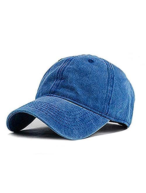 Unisex Vintage Washed Distressed Baseball-Cap Twill Adjustable Dad-Hat