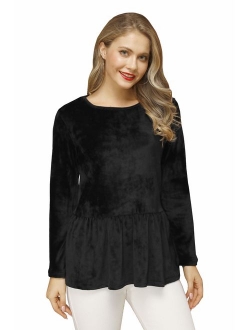 For G and PL Women Ruffle Hem Flare Swing Tunic Tops