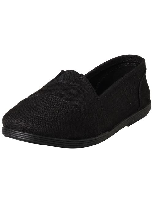 SODA Women's Obji Memory Foam Comfort Canvas Slip On Flats Black/Black