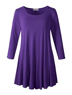 LARACE Women 3/4 Sleeve Tunic Top Loose Fit Flare T-Shirt