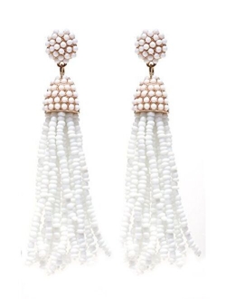 NLCAC Women's Beaded tassel earrings Long Fringe Drop Earrings Dangle 6 Colors