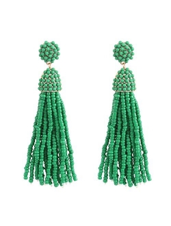 NLCAC Women's Beaded tassel earrings Long Fringe Drop Earrings Dangle 6 Colors