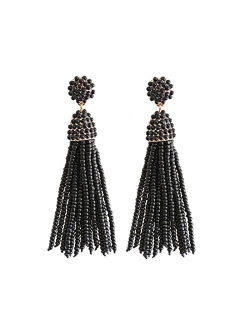 NLCAC Women's Beaded tassel earrings Long Fringe Drop Earrings Dangle 6 Colors