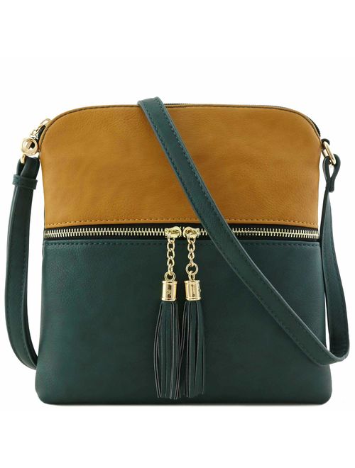 Tassel Zip Pocket Crossbody Bag