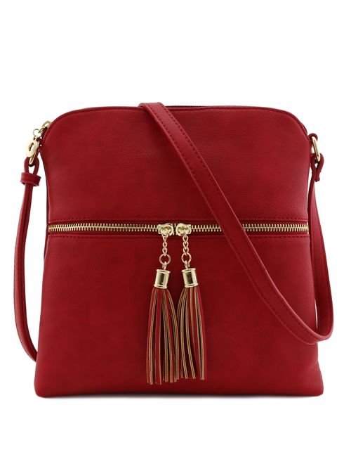 Tassel Zip Pocket Crossbody Bag