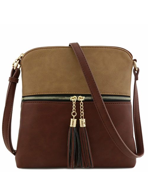 Tassel Zip Pocket Crossbody Bag