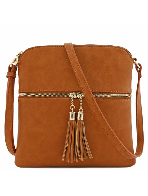 Tassel Zip Pocket Crossbody Bag