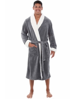 Men's Warm Fleece Robe Plush Bathrobe