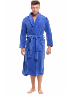 Men's Warm Fleece Robe Plush Bathrobe