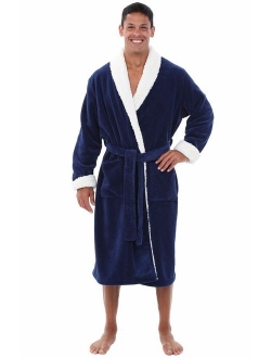 Men's Warm Fleece Robe Plush Bathrobe