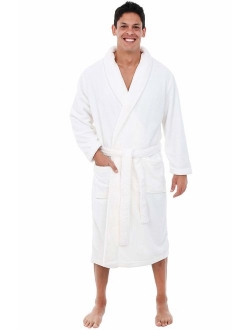 Men's Warm Fleece Robe Plush Bathrobe