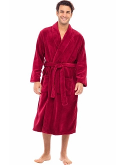 Men's Warm Fleece Robe Plush Bathrobe