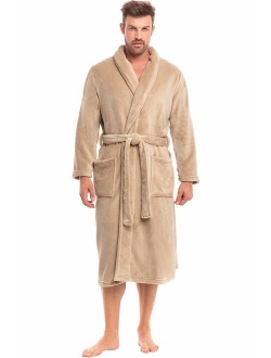 Men's Warm Fleece Robe Plush Bathrobe