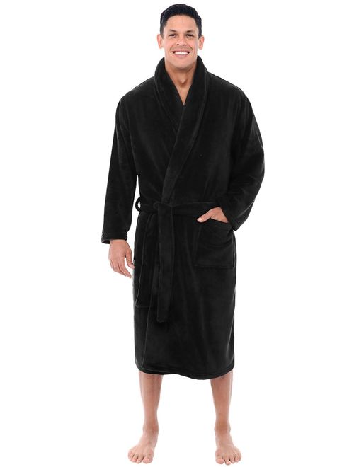 Alexander Del Rossa Men's Warm Fleece Robe Plush Bathrobe