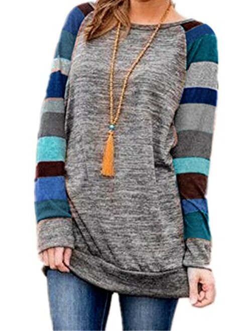 HARHAY Women's Cotton Knitted Long Sleeve Lightweight Tunic Sweatshirt Tops