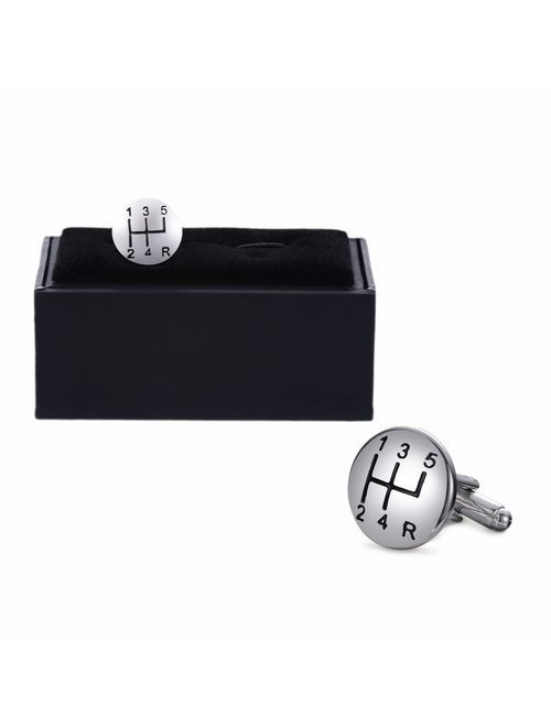 Valyria Car Shift Gear Cufflinks Car Auto 5 Speed Gear Stick Shift Knob Shifter Cufflinks