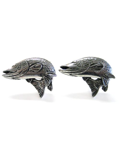 Splashing Pike Fish Cufflinks