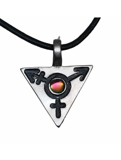 Pewter Transgender LGBT Gay Triangle with Swarovski Crystal Pendant on Leather