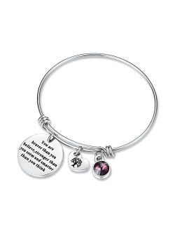 You are Braver Than You Believe Think Birthday Gifts Bracelet with Birthstone & Heart Tree of Life