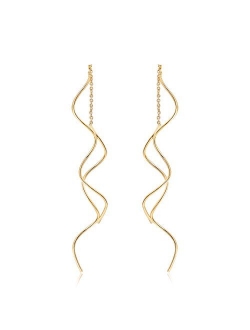 Acefeel Fresh Style Exquisite Threader Dangle Earrings Curve Twist Shape for Women's Gift E158